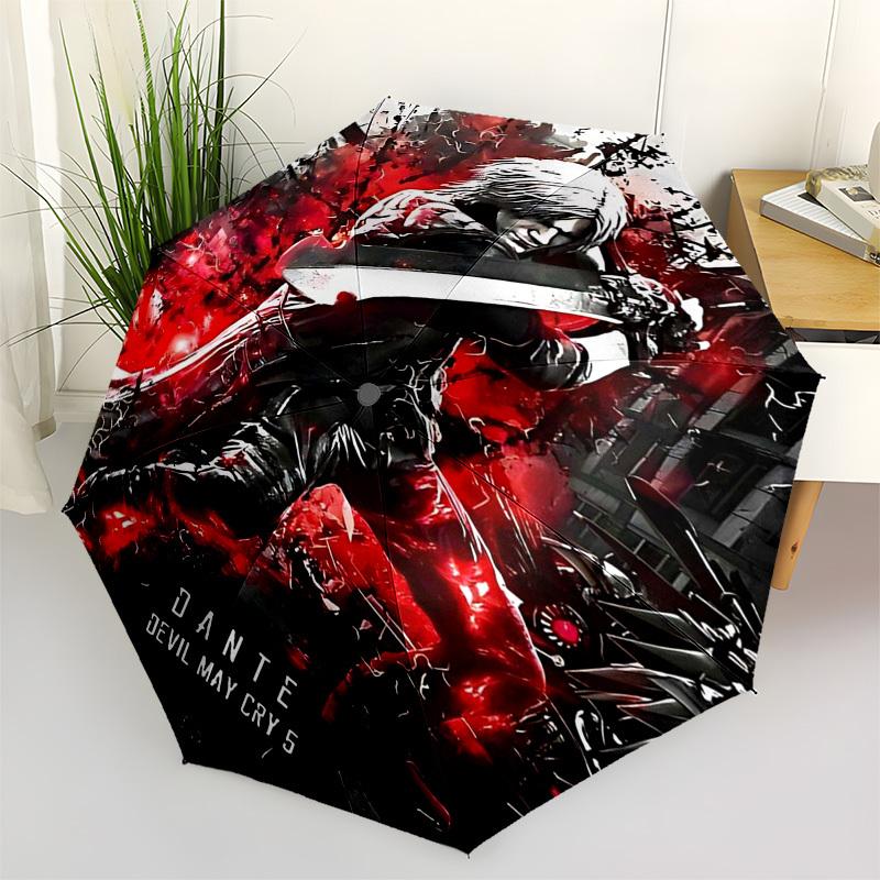 

1pc Dante Devil May Cry 5 Automatic Folding Umbrella, Portable 3-Fold Design with 8-Bone Frame, Outdoor for Fans, Travelers, Everyday Use, Gift Idea.Y