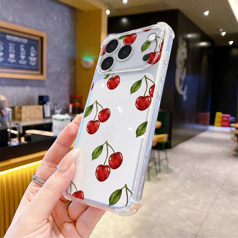 Creative Niche Cherry Mobile Phone Case Apple 17promax Anti-drop Transparent Soft Case iPhone12 High-end Women's Model