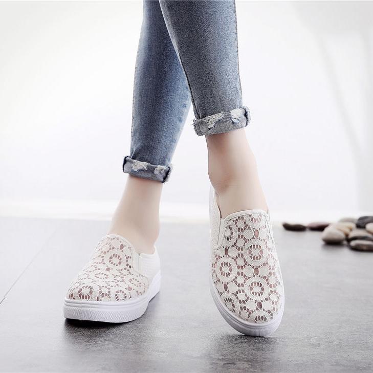 Dámské letní boty baotou protiskluzové měkké dno jednobarevné boty outdoorové ležérní polobotky síťovina patchwork