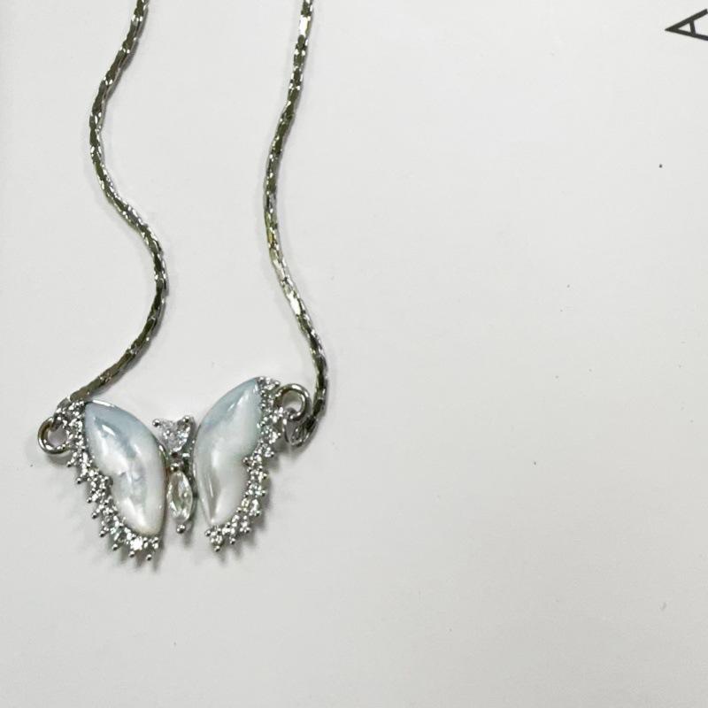 2024 Diamond-Studded Butterfly Pearl Stud Earrings & Sweater Chain for Women