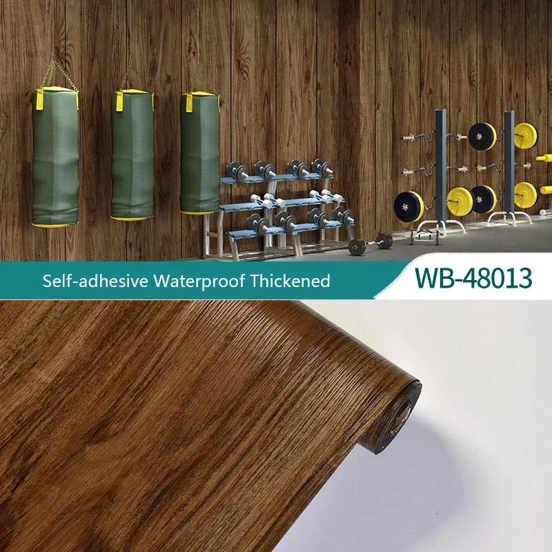 3D Wood Grain Floor Wallpaper Self-adhesive waterproof Wall Sticker Living Room Kitchen toilet metope Home Decor Floor Sticker