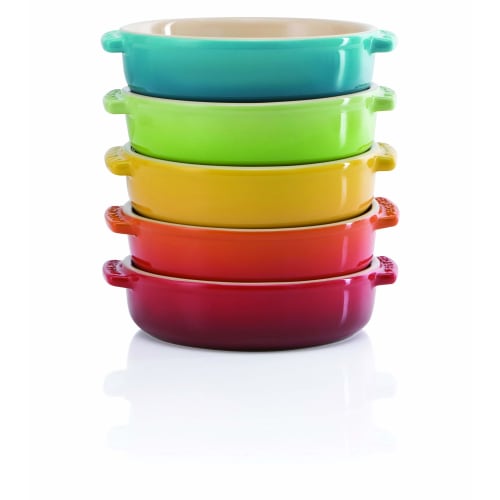 Le Creuset Deep Tapas Dishes, 14 Cm, Rainbow Design, Heat-Resistant, Microwave- and Oven-Safe, Pack of 5, Oven Dish, Bakeware, Gratin Dish [Official J