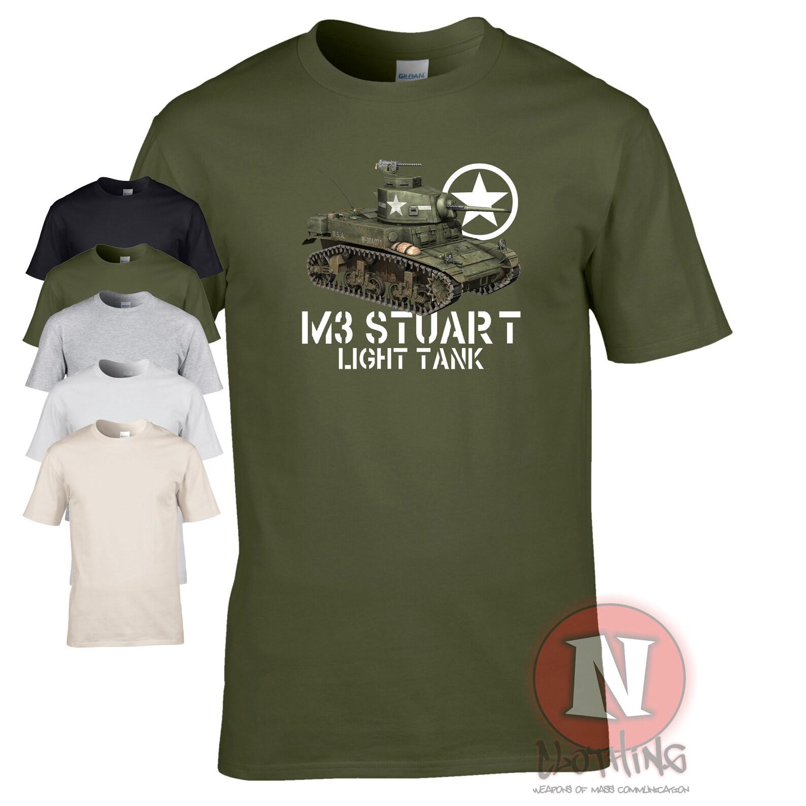 M3 Stuart light Tank T-Shirt World War 2 US army. S
