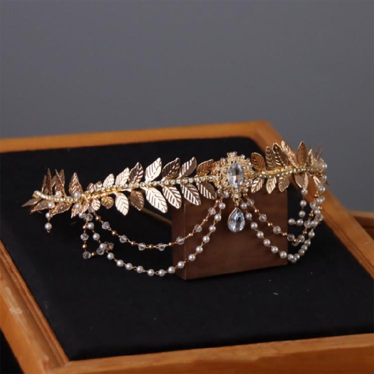 Halloween Headdress Leaf Headbands Bride Crystal Floral Hair Accessory for Costume Parties Fashionable Look