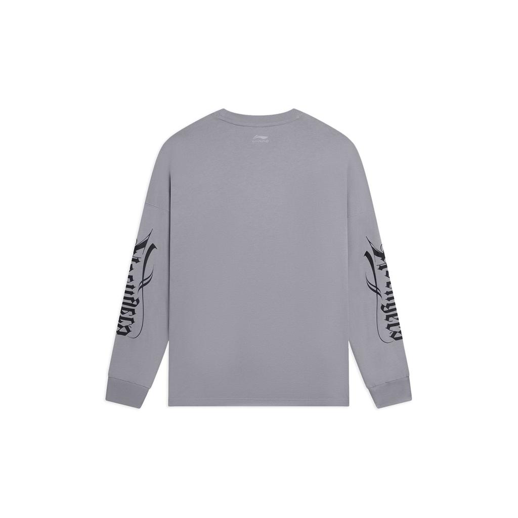 Li-Ning X Marvel Co-Branded Sports Lifestyle Series Cotton Crew Neck Long Sleeve Sweatshirt Unisex Tops Seagull-Grey AHSSE29-1