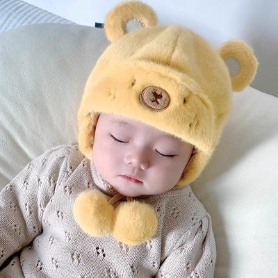 Capybara Winter Warm Kids Girl Boys Baby Hats Fleece Wool Hemming Caps With Ball Wool Ear Protection Hats Soft Newborn Bonnet