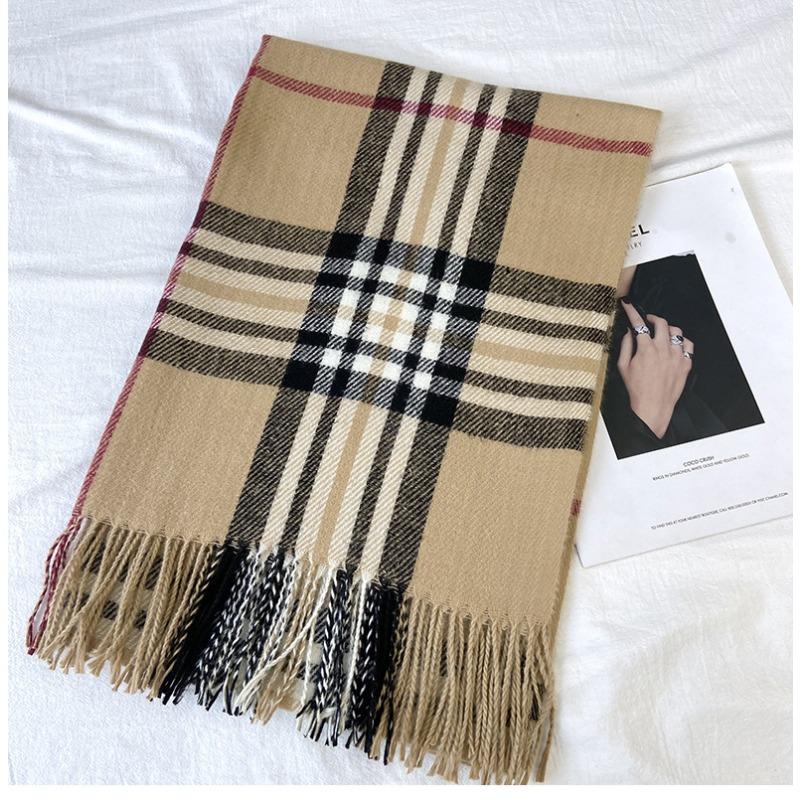 Scarf Women's Autumn and Winter Shawl Imitation Cashmere British Plaid Warm Fringed Scarf