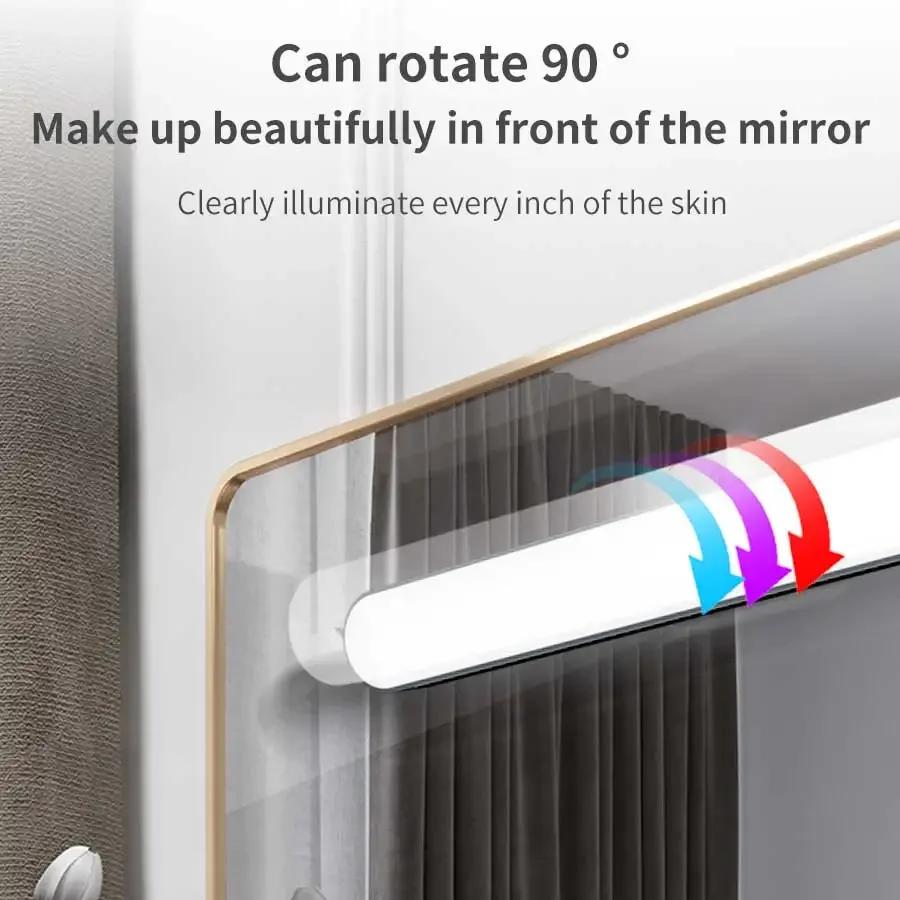 LED Makeup Lamp Light 3 Colors Mirror Light USB Rechargeable Hanging Magnetic Lamp Touch Switch Selfie Light Closet Lighting