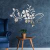 Home Parlour Room Mirror Plastic Flower Art Removable Wall Sticker Decoration Decal Silver