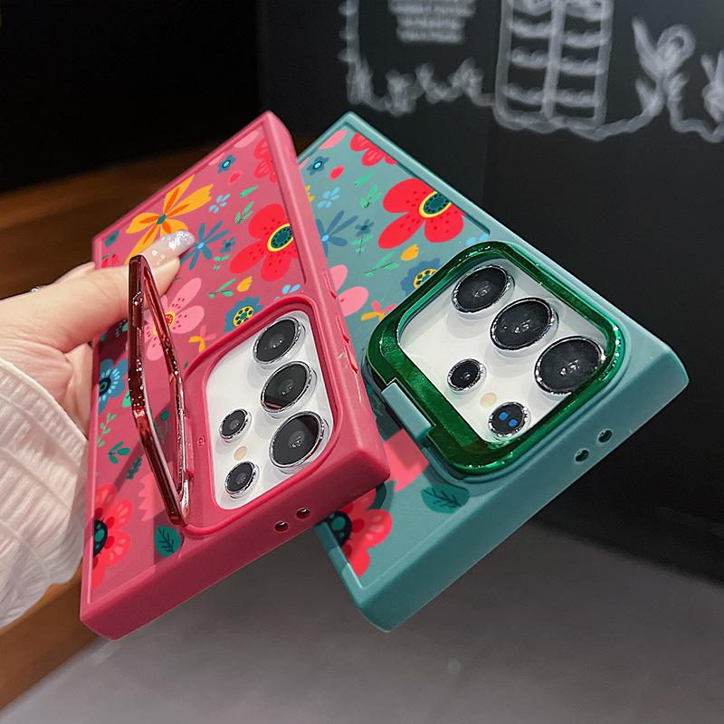 

Мягкий чехол из ТПУ с цветочным принтом для Samsung S24 Ultra S23 Plus FE A54 A34 A55 A35 A14 A52 A15, держатель объектива, противоударный матовый силиконовый чехол для телефона Samsung S24 чёрный