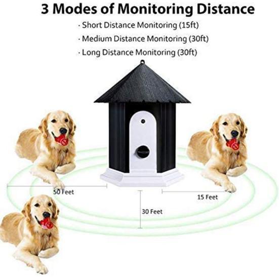 Dog Ultrasonic Bark Control Device Adjustable House Shape Pet Anti-Barking Device