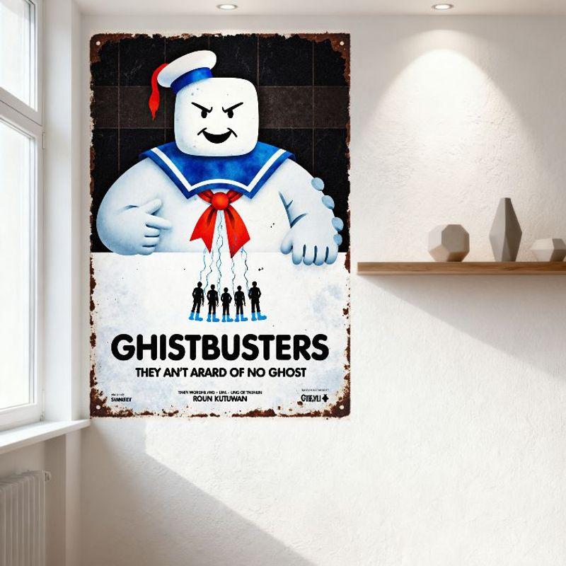 Ghostbusters Stay Puft Marshmallow Man Vintage Blechschild Abgenutzt Retro Filmplakat Wandplakette Home Bar Café Man Cave D