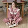 Lunaluz Women S Cotton Long Sleeve Round Neck Two Piece pajamaS Merry Check