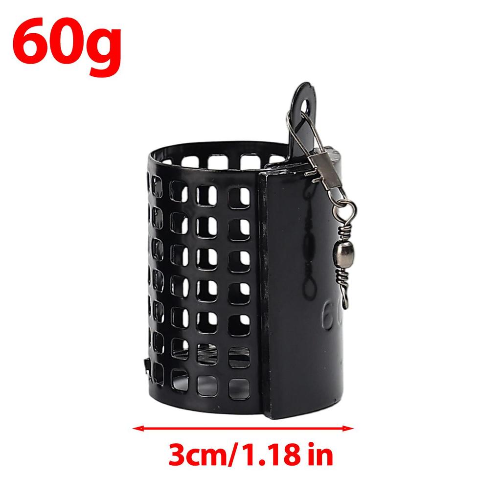 Fishing Bait Feeder Cage 10g To 60g Iron Mesh Groundbait Holder with Swivel Built in Weight for Carp Sea Raft Fishing Accessory