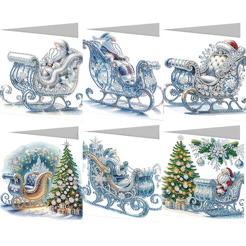 4-12PCS 5D Rhinestone Arts Greetings Birthday Card Handmade Diamond Painting Christmas Festival Card Thank You Card For Family A