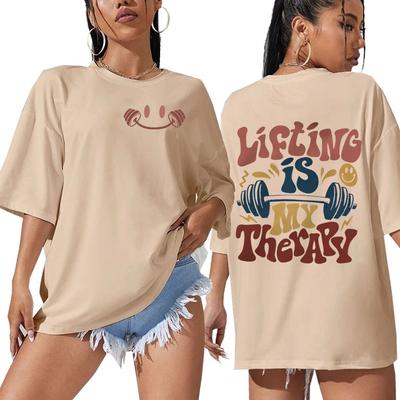 Lyftning Är Min Terapi Era Rolig Meme T-shirt Män Kvinnor Sommar Harajuku Mode T-shirts Vintage O-Hals Oversized Bomulls T-shirt