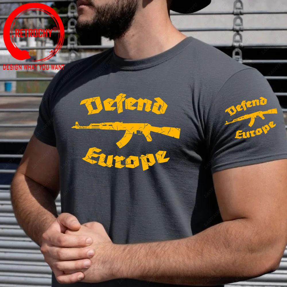 Vintage Distressed Defend Europe T Shirt Unisex Fashion Trendy Casual Clothing Stylish Tops Tee Shirt Leisure Tshirt Unisexs TShirt