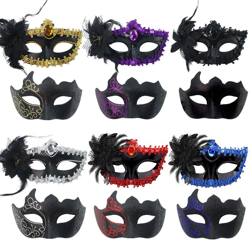 Prom Costume Mask Comfortable Painted Masquerade Mask Feather Flower Mask Elegant For Dances Masquerades Parties