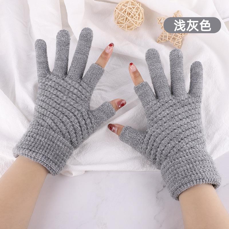 iwarm love warm dew two-finger office writing gloves men and women winter two half-finger knitted imitation cashmere student gloves