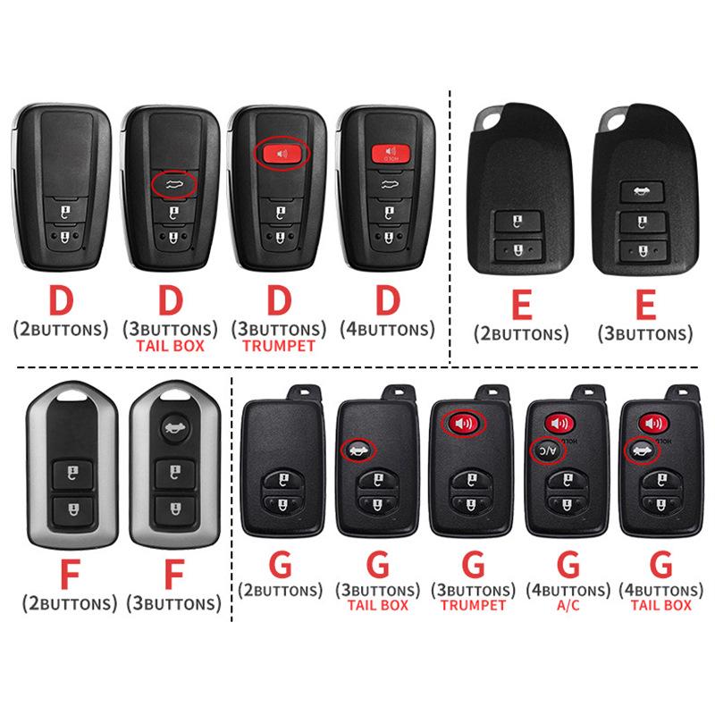 Key Case for 09/10/11 Camry, Highlander, Prius, 86, Reiz, Prado - Metal Finish