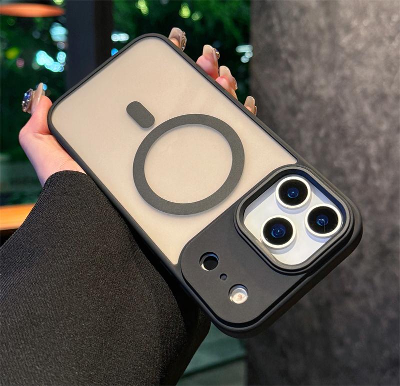 Matte Transparent Shockproof Armor Phone Case For Iphone 11 12 13 14 15 Plus 16 17 Air Pro Max Magnetic For Magsafe Bumper Cover