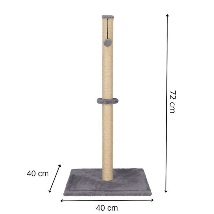 Arbre à chat - Springos® - 75 cm - Gris - Poteau à griffer en sisal - Balle suspendue