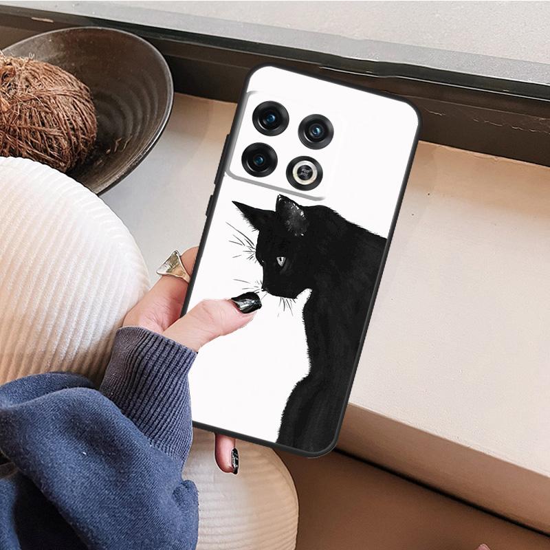 BLACK CUTE KITTY Case For OnePlus 10T 10R 8T 12R 13R 13s 13 12 11 9 10 Pro Nord 5 CE 2 3 4 Lite N20 N30 Cover