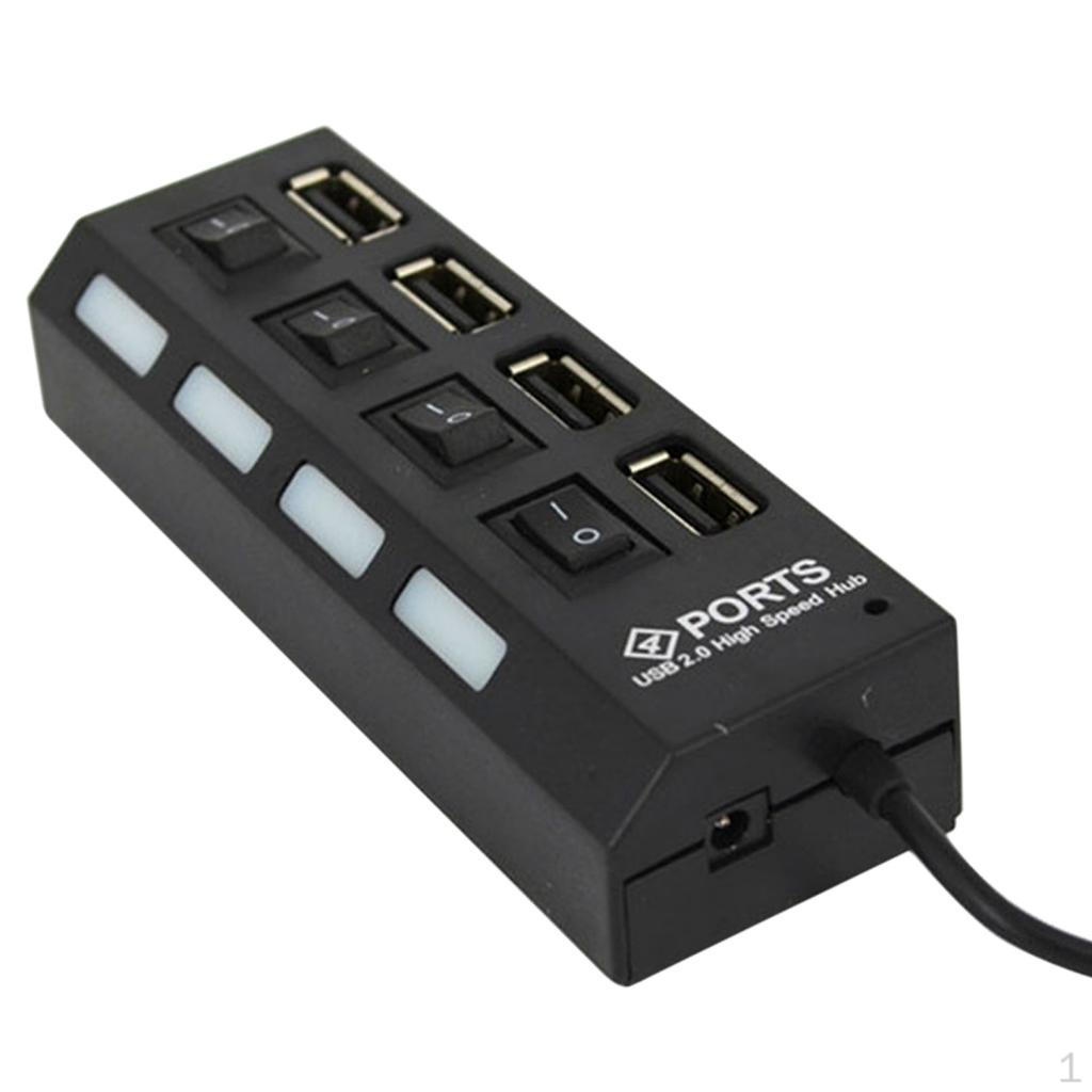 

4 Port USB 2.0 Hub With Individual Power Switches And LEDs For Laptops Ultrabooks Made Of чорний