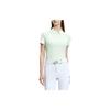 Solid Color Golf Knit Polo Shirt Women Tops Pigweed-Green A11W335111F-LG