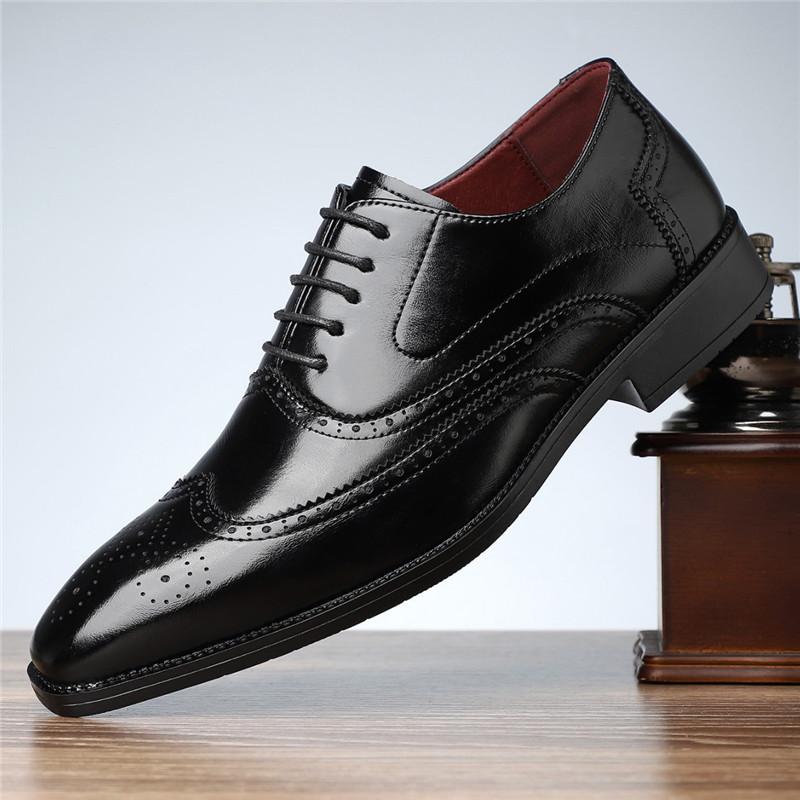 Retro Fashion New Men's Pointed Black Brown Patchwork Casual Oxford Shoes Male Wedding Dress Homecoming Footwear Zapatos Hombre