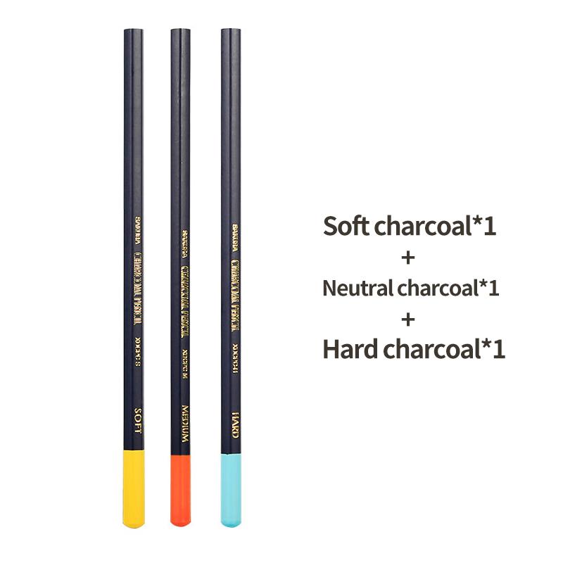 SAKURA Professional Charcoal Wooden Pencil Set Sketch Drawing Soft Medium Hard Wood Pencils - Artist & Student Art Supplies 3Pcs