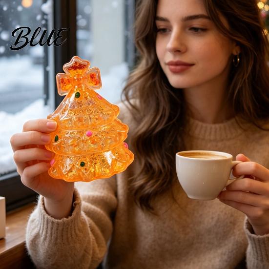 Stretchy Tree Toy Mini Christmas Squeeze Toy Stress Relief Glitter Xmas Fidget Clear Shape for Adults Kids Party Favor Squeezable