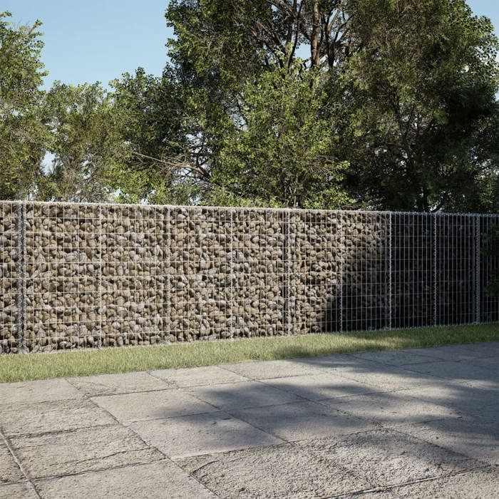 VidaXL Gabion Basket with Lid 600x100x100 Cm Galvanized Iron, Gabion Wall, Gabion Retaining Wall, Fence In 3295200