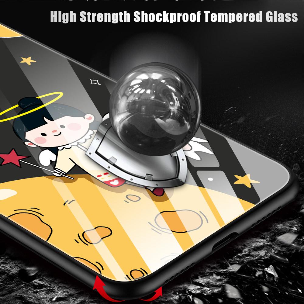 Чехол для телефона из глянцевого стекла для Honor X8 X9 X9a P20 P30 P40 P50 Pro Infinix Hot 12i 40i Smart 8 Pro Vivo V23e V25e Cartoon Moon Sun Space Planet