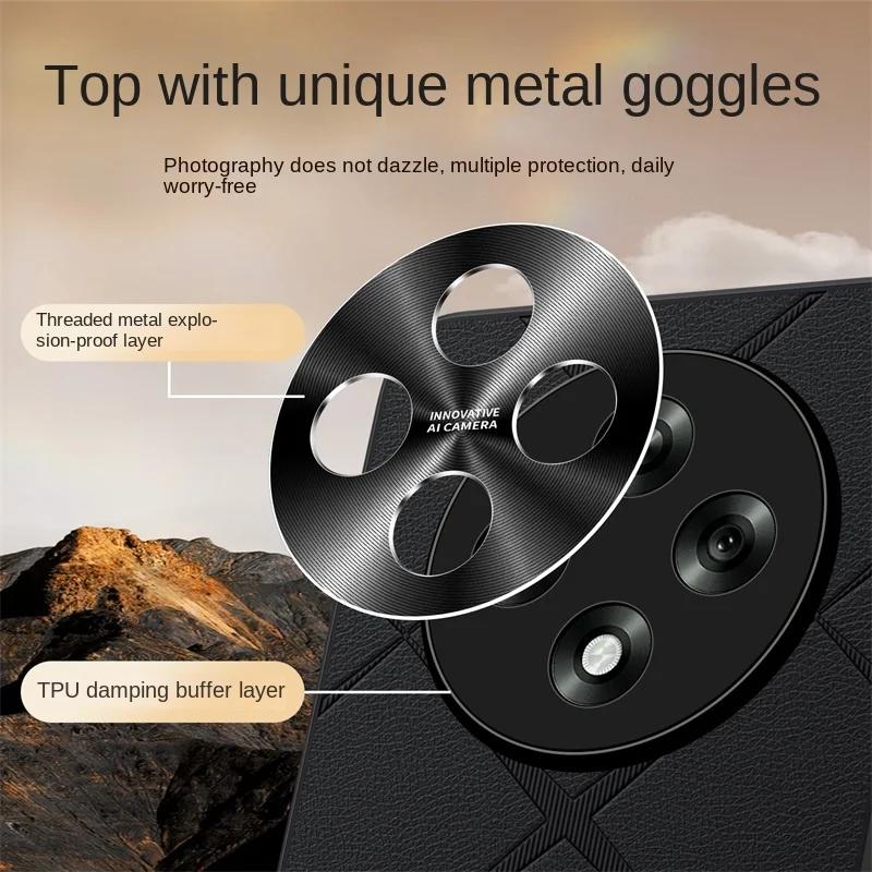 For OPPO Find A3 A3 Pro High-luxury Vegan Leather Metal Lens Protection Anti-drop and Anti-fingerprint Phone Case