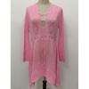 Women's Hollow Out Sun Shirt Flared Sleeve Beach Cover Up Bikini Outer Shirt Knitwear