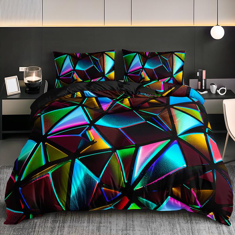 

Colorful Geometric Abstract Pattern Duvet Cover Set All-Season Home High-Definition Print Cozy Bedding Stylish Duvet Bedding 90X200cm