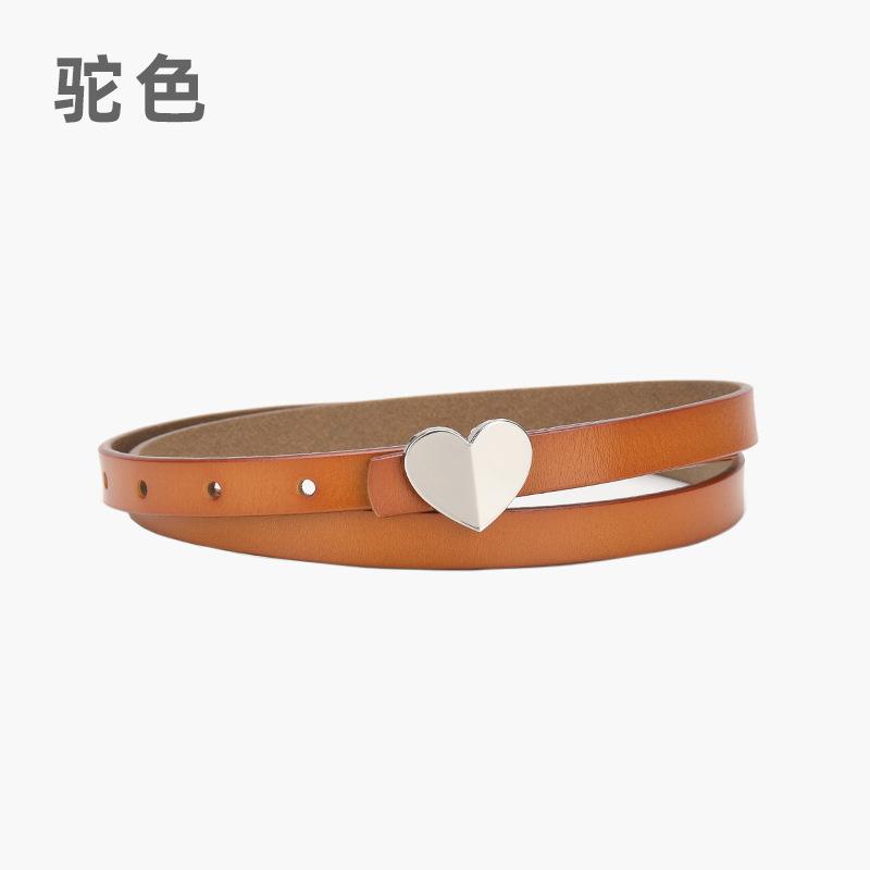 Leather Belt Women'S Thin Jeans With Decoration And Dress Pants Simple Style Heart-Shaped Belt