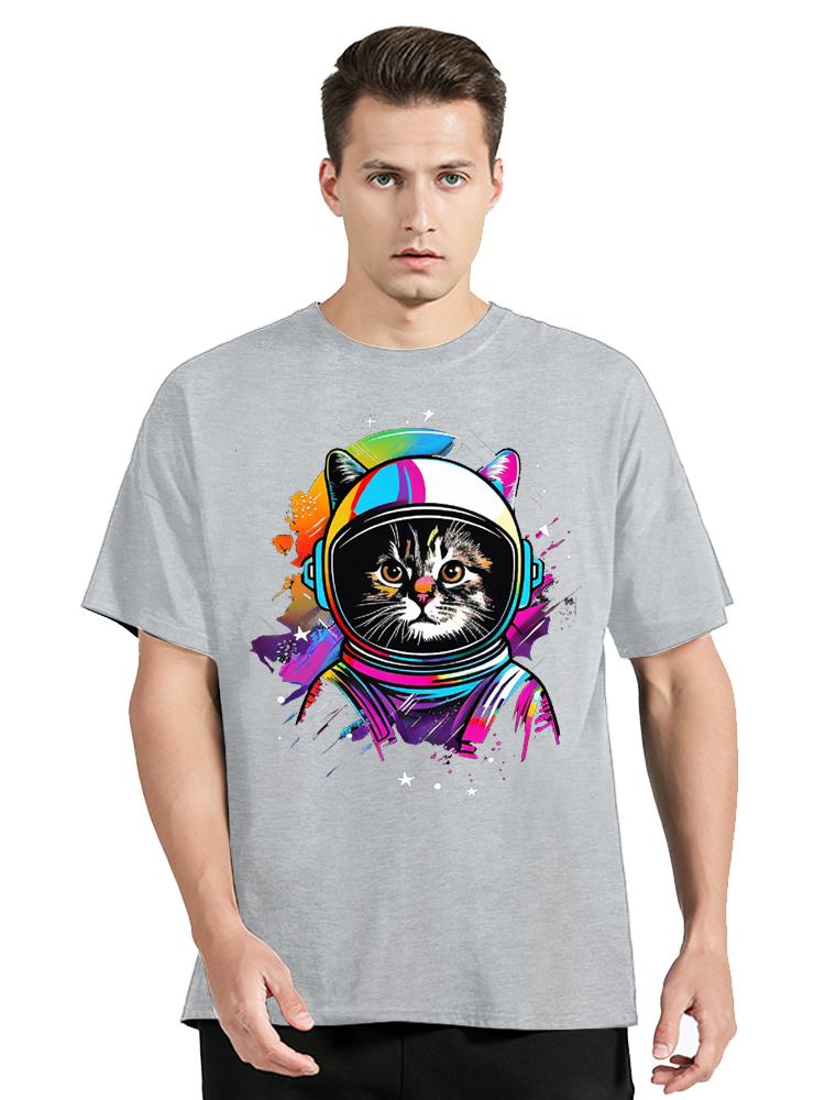 Lustiges Geschenk Weltraum Purrsuit of Cat Abenteuer T-Shirt Unisex Oberteile Tees Fitness T-Shirt Streetwear Grafik Übergroße Kleidung