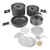 Camping Cookware Kit Aluminum Alloy Pot Teapot Fry Pan Saucer Plate Bowl Soup Spoon for Outdoor Traveling