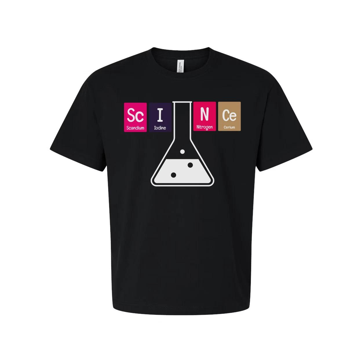 

Science Themed Unisex T Shirt With Periodic Table Elements Beaker Graphic For Sc M
