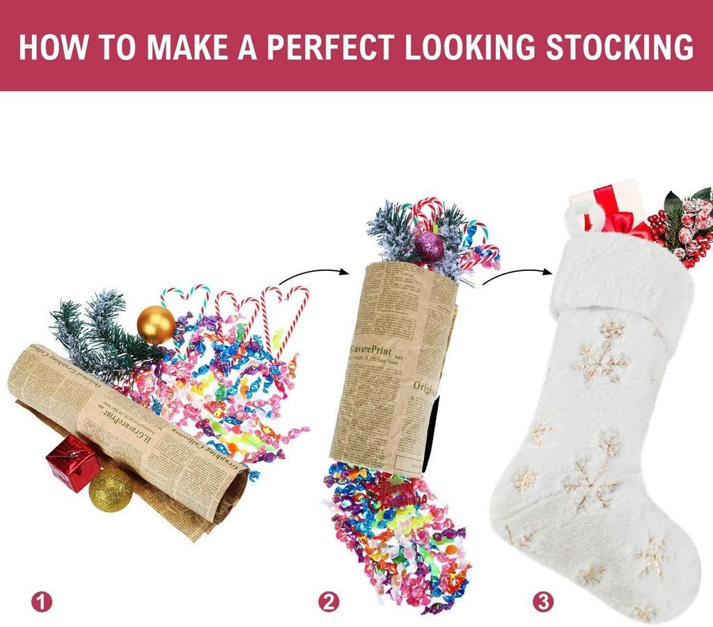 New Glitter Plush Christmas Stocking Fireplace Mantel Hanging Decor Festive Home Ornament Gift Bag
