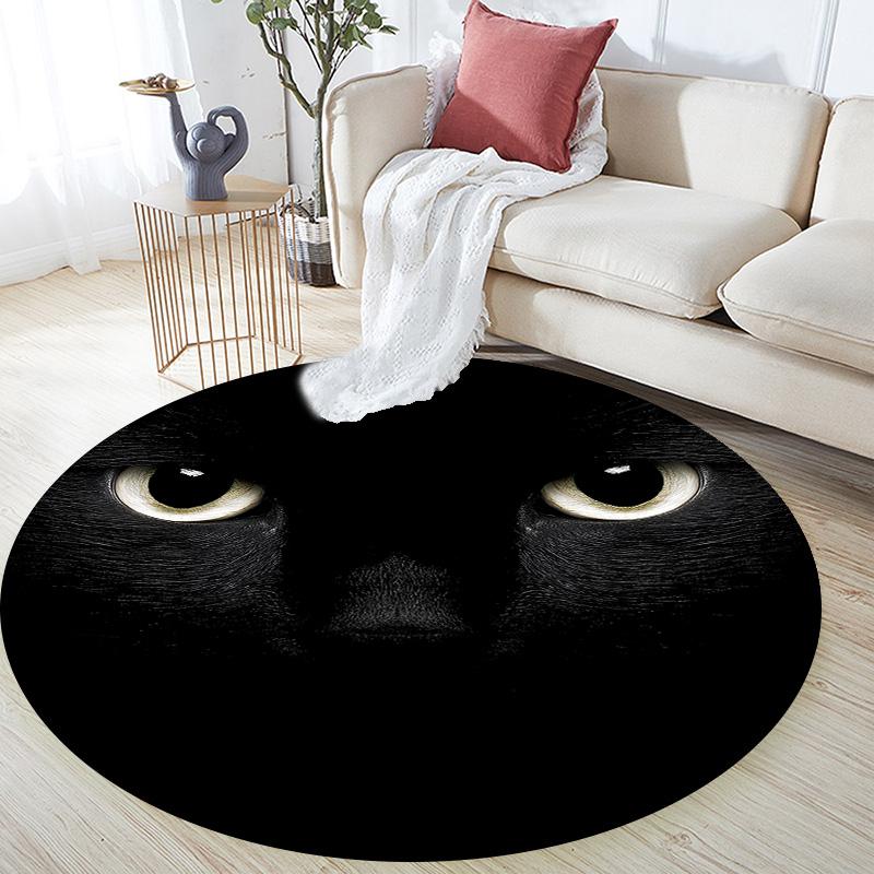 

Black Cat Round Area Rug,Carpet Rug for Living Room Bedroom Sofa Playroom Decor,Non-slip Floor Mat 80cmx80cm