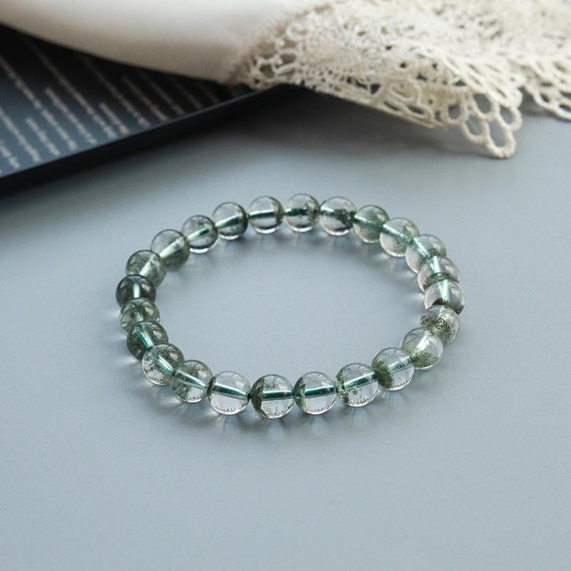 Natural Green Phantom Sky Crystal Beaded Bracelet for Women - Summer Jewelry