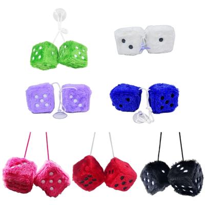1 Pair Plush Dice for Car Rearview Mirror Square Dice Pendant with Dot Car Interior Ornament Decoration
