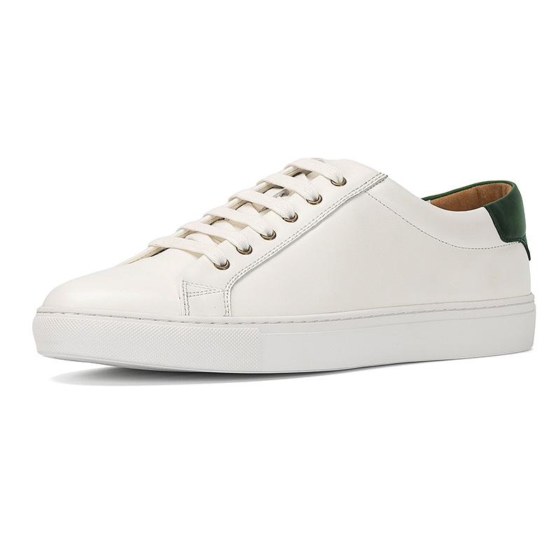 2024 New Men Casual Shoes Genuine Leather Lace-Up Casual Sports Shoes Outdoor Vulcanized Shoes High-Quality Men White Sneakers