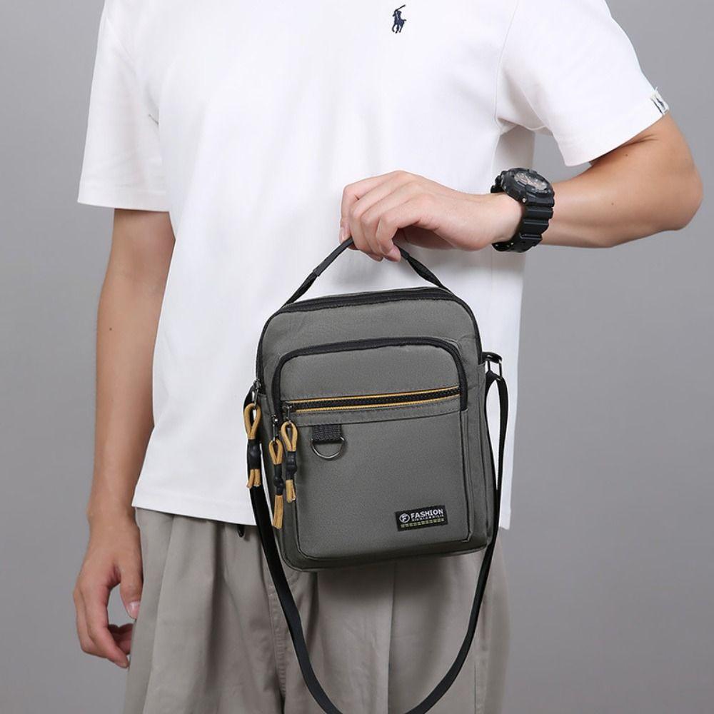 Men's Crossbody Bag Nylon Cloth Shoulder Bag Casual Simple Large Capacity Square Bag Versatile For Daily Commuting Lightweight