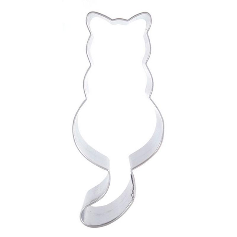 1PC Stainless Steel Cookie Cutter Cat Shadow Cake Biscuts Cutter Fondant DIY Mold