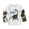 Boys Long Sleeve Cotton T-shirt for Spring Autumn Children Dinosaur Print Base Layer Top Child Clothing Jurassic World Pattern