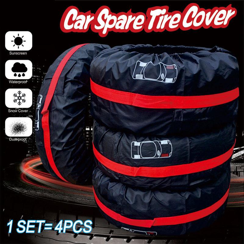 Waterproof Universal 4pcs/Set Spare Tire Cover Case Polyester Car Tires Storage Bag Carrier Auto Tyre Wheel Protector Dustproof